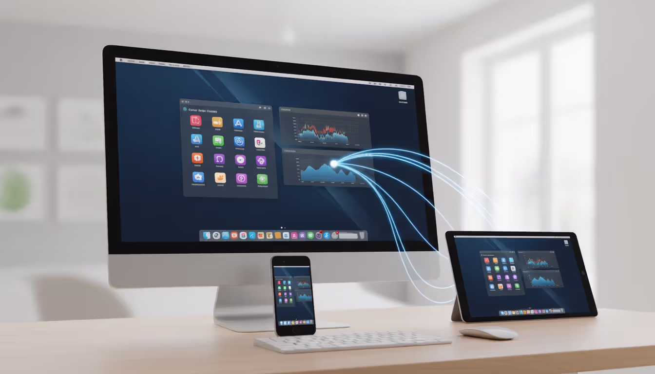 Hands typing a password on a laptop with two-factor authentication prompt while a smartphone shows an authenticator app code